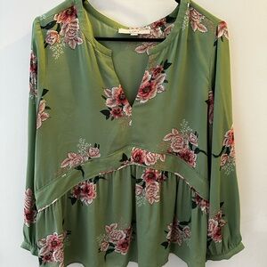 LOFT Floral Bouquet Peplum Blouse